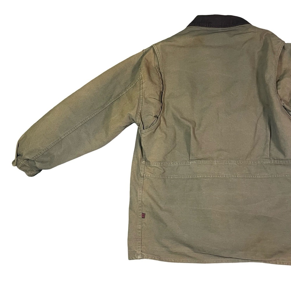 Woolrich Canvas Jacket Mens M Wool Flannel Lined Chore Coat Green Vtg USA - Picture 10 of 15